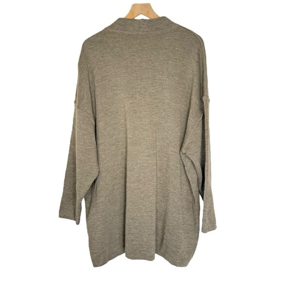 Vintage Express Tricot Wool Blend Tunic Brown Pockets size Large Sweater baggy - Picture 3 of 6